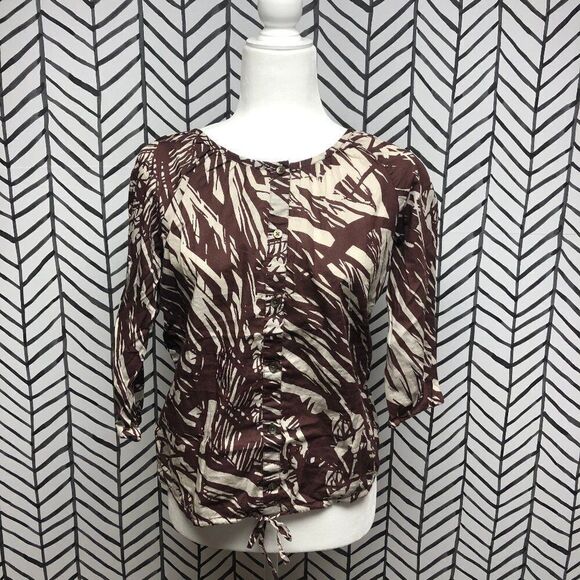 Calvin Klein Abstract Print Button Down Blouse - Picture 1 of 3